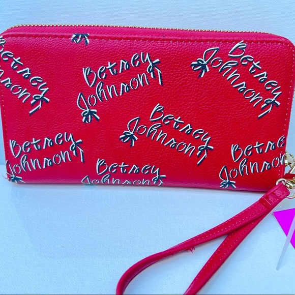Betsey Johnson Zip Around Large Wristlet Red Logo - Picture 2 of 11